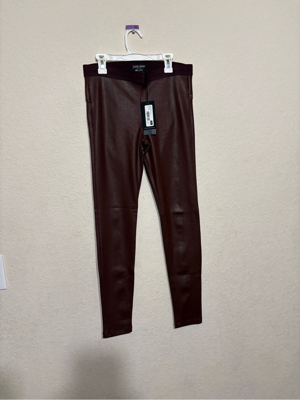 David Lerner Faux Leather Leggings in Burgundy